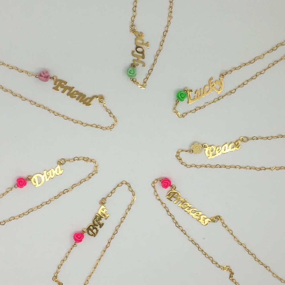 Gold plated necklace with words